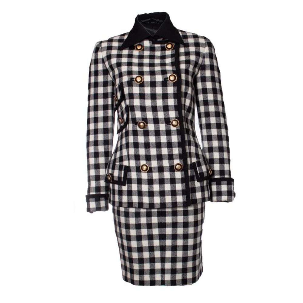 Gianni Versace Couture Military Checkered Coat And Skirt